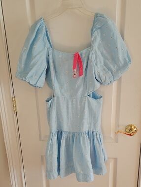 Lilly Pulitzer Hydra Blue Daisy Puff Sleeve Dress